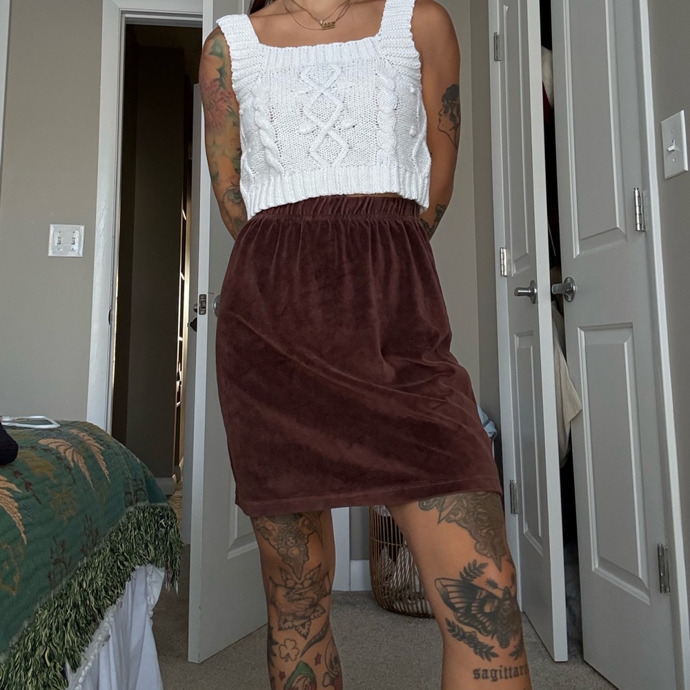Newport News Chocolate Velvet Mini Skirt